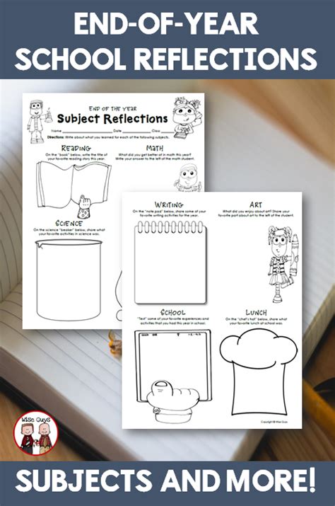 The End Of Year School Reflections Worksheet Is Shown With An Open