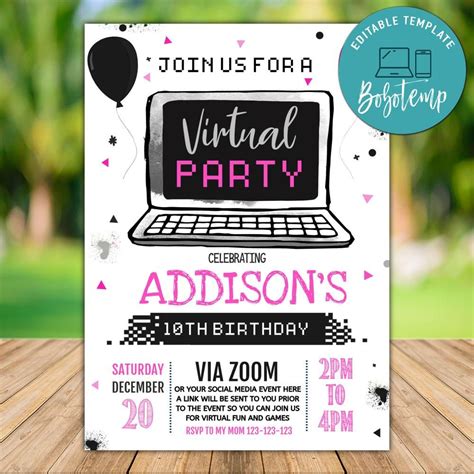 Simply assign a host to download the powerpoint and share their screen. Printable Quarantine Zoom Birthday Party Invitation for Girl DIY | Bobotemp