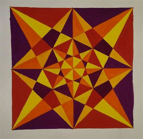 2d Composition Of Shapes With Warm Colours Geometric Shapes Art