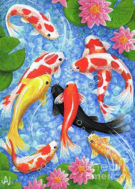 Koi Fish Pond Painting Koi Painting Fish Art