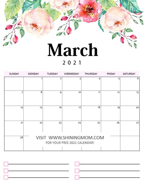 Word, powerpoint, email), préférez le format jpg (image). Free Printable Calendar 2021 in PDF: Beautiful Florals ...