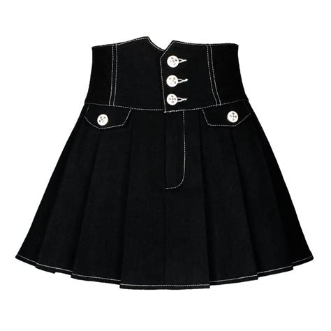 Women Button Pleat Skirt Harajuku Preppy Style Skirts Mini