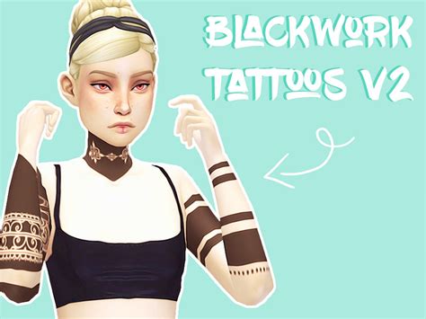 The Sims Resource Blackwork V2 Left Arm Tattoos