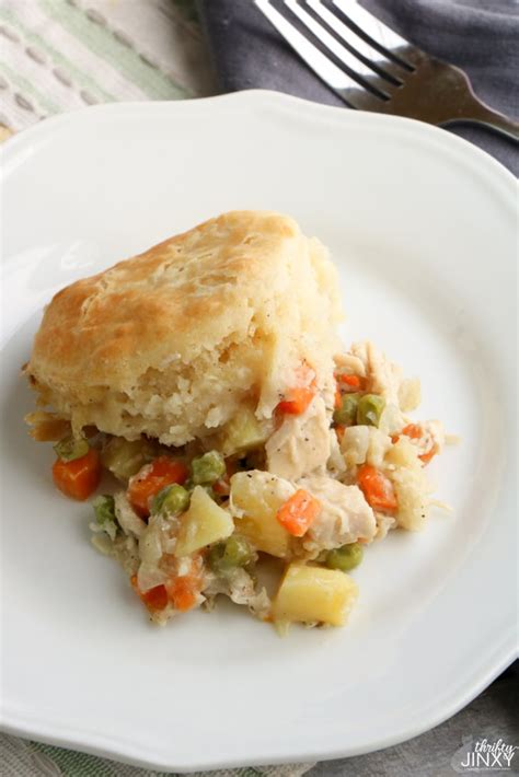Skillet Turkey Pot Pie With Biscuit Topping Recipe Thrifty Jinxy