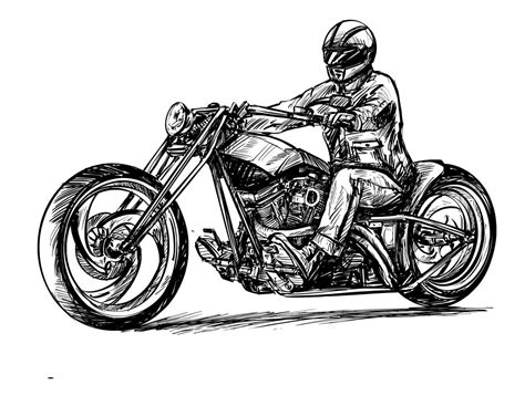 Drawing Of The Motorcycle Rider Isolated Hand Drawn Vector Art At Vecteezy