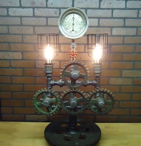 Steampunk Lamp Light Industrial Art Machine Age Salvage Steam Gauge