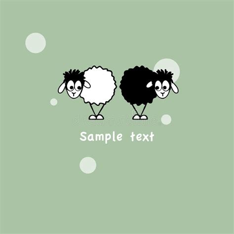 Couple Of Cartoon Sheep And Lamb With Color Stock Illustration