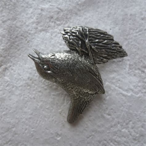 Pewter Jewelry Vintage Wildlife England Gift Bird Pin Badge Etsy