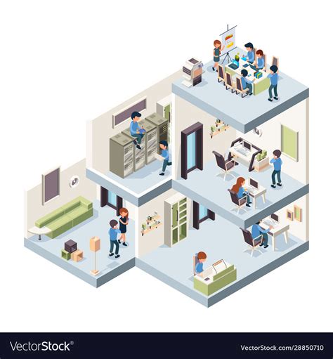 Business Office Isometric Corporate Building Vector Image