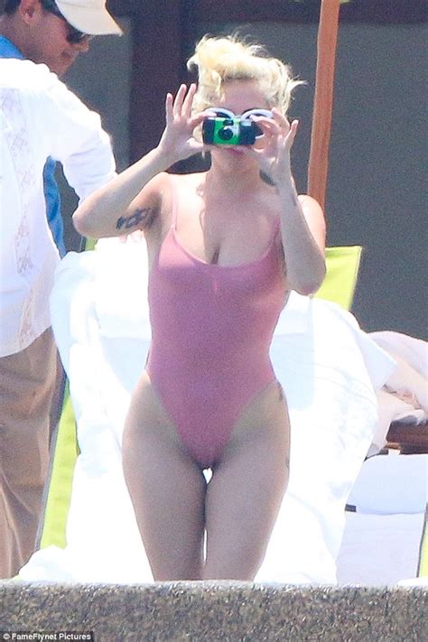 Lady Gaga Shows Off In A Skimpy Pink One Piece While Hitting The Pool In Mexico Daily Mail Online