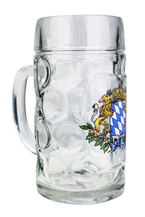 Custom Engraved Bavaria Crest Dimpled Oktoberfest Glass Beer Mug 5l