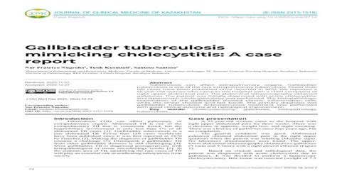 Pdf Gallbladder Tuberculosis Mimicking Cholecystitis A Case
