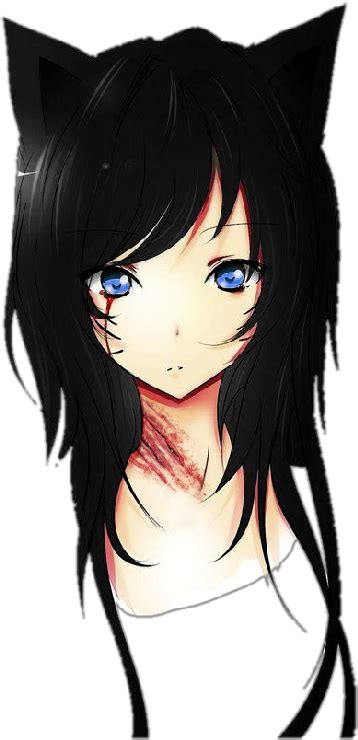 Anime Cat Girl Png Girl Neko Cat Anime Sad Blood Bloody Black
