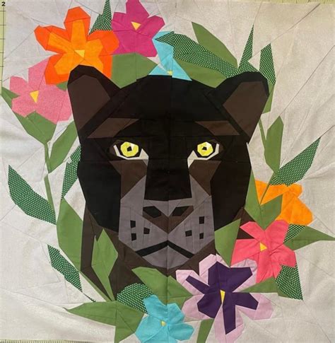 Floral Big Cats Black Panther Foundation Paper Piecing Etsy