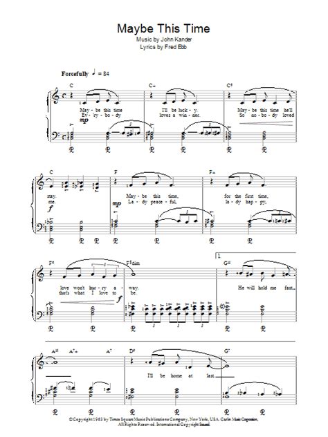 Maybe This Time Piano Solo Print Sheet Music Now