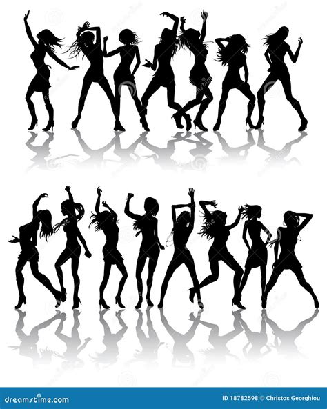 Beautiful Women Dancing Silhouettes Vector Illustration Cartoondealer