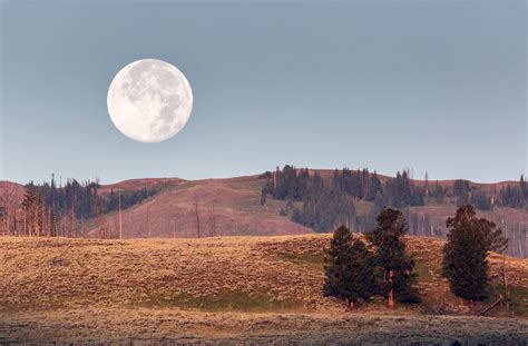Moonrise Over The Lamar Valley Landscape Image Free Stock Photo