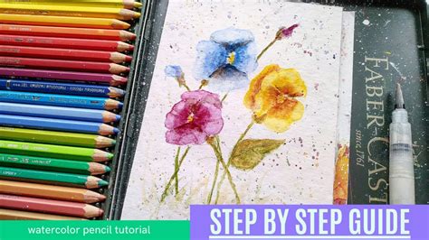 Watercolor Pencil Flowers Step By Step Youtube