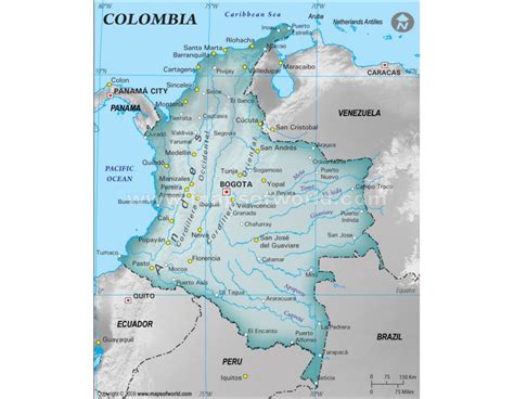 Physical Map Of Colombia