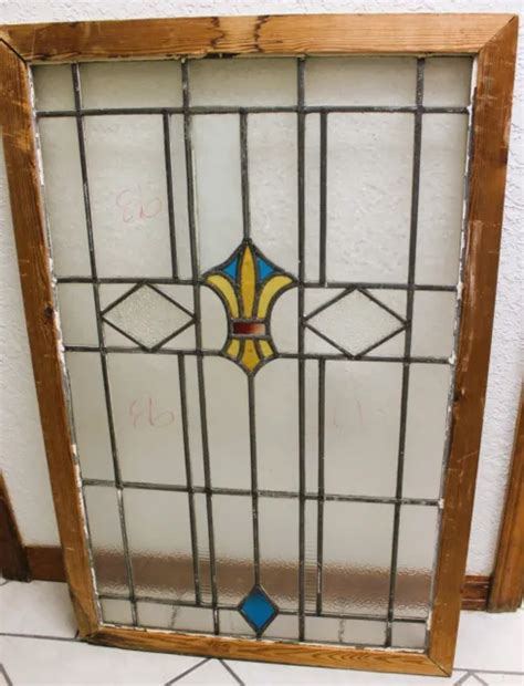 Antique Leaded English Stained Glass Huge Window Wood Frame England Old House 150 00 Picclick