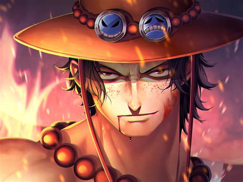 Download 1400x1050 Wallpaper Portgas D Ace One Piece Face Anime Art