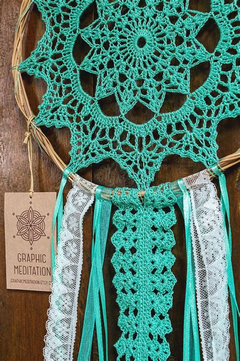 Doily Dreamcatcher 8 Turquoise Crochet Boho By Graphicmeditation