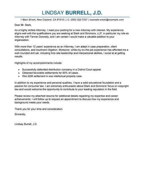 Select a professional font (cambria, arial, helvetica, verdana). Leading Professional Attorney Cover Letter Examples ...