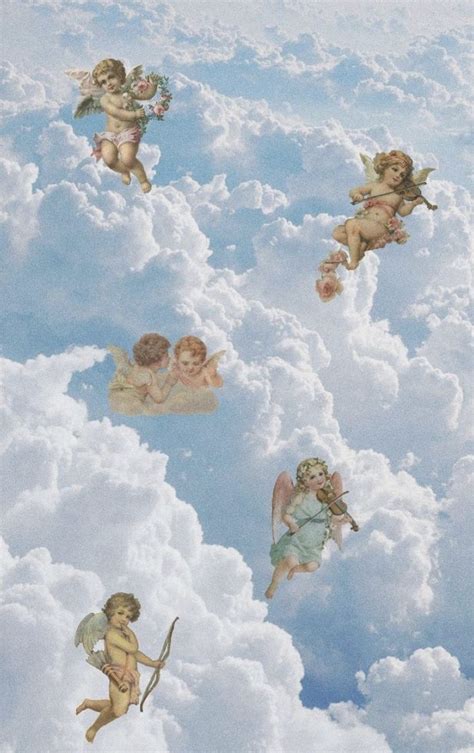 Victorian Angels In Clouds Angel Wallpaper Art