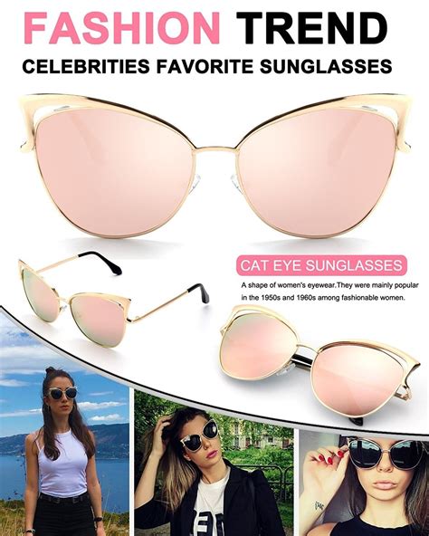 gqueen women s oversized polarized metal frame mirrored cat eye sunglasses mt3
