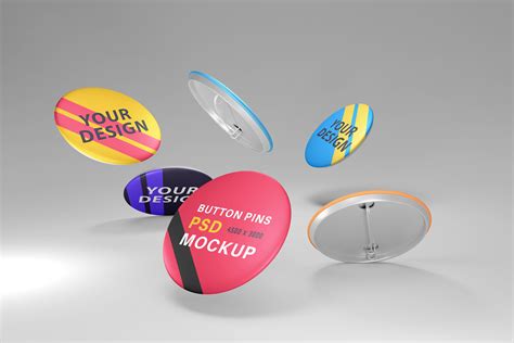 Realistic Fly Button Pins Mockup Graphic By Wudel Mbois · Creative Fabrica