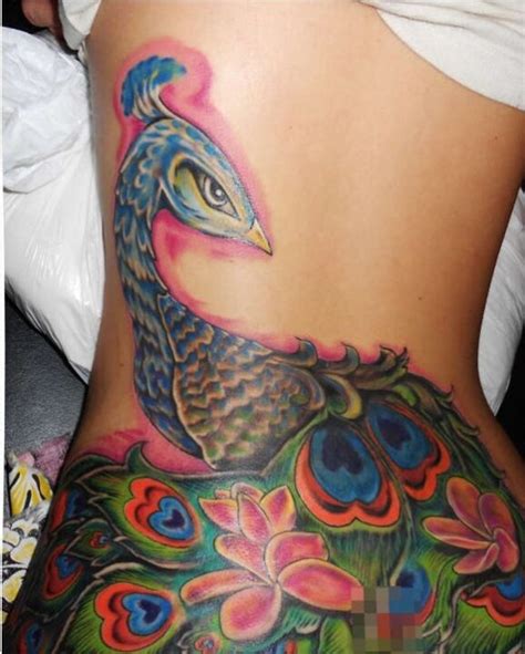 Most Incredible Big Peacock Tattoo On Sexy Back For Women Picsmine