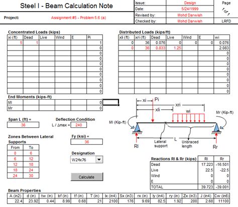 Steel Beam Design Excel Spreadsheet Design Talk