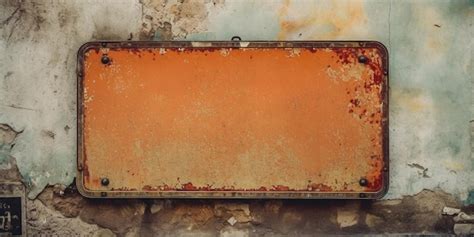Premium Ai Image Rusty Metal Sign On A Wall With Rusted Paint And