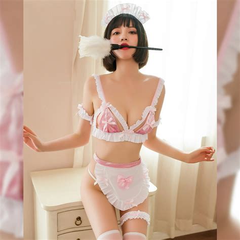 jimiko sexy lingerie cute maid costume kawaii woman erotic lingeries for pink cosplay slavery