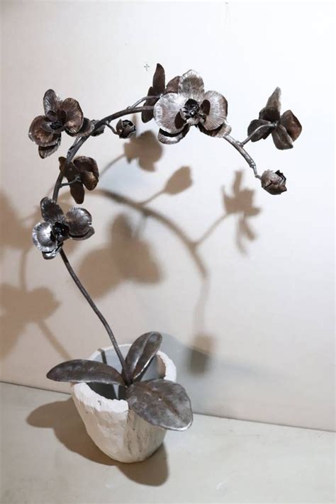 Iron Orchid Metal Orchid Metal Forged Flower Etsy
