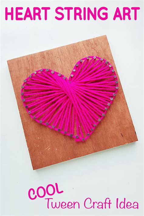 Diy Heart String Art Simple And Sweet Tween Craft Idea