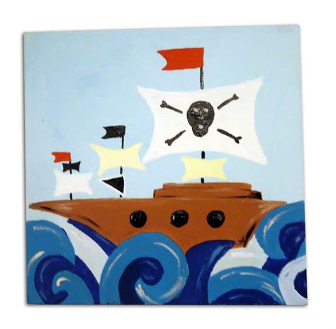 Pirate Ship Painting Canvas Childrens Art Kids