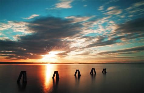 Sunset Over Ocean Stock Image Image Of Light Cloud 35445609