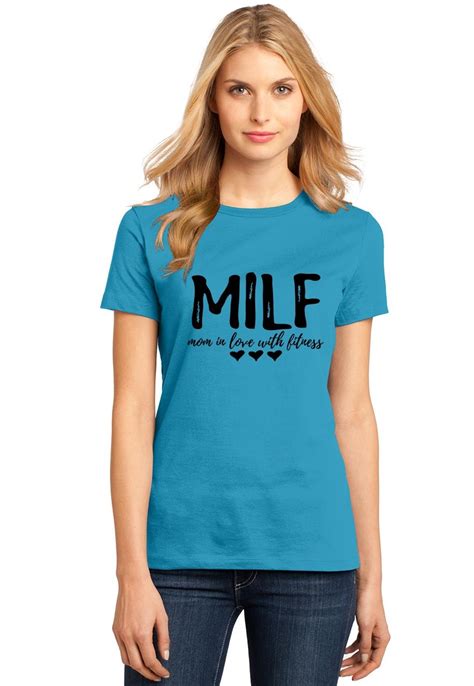 Ladies Milf Mom In Love With Fitness Soft Tee Wife Gym Workout Ebay
