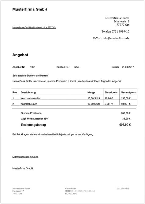 Natürlich beraten wir sie umfassend, achten auf ihre individuellen wünsche und anforderungen und finden immer die passende lösung für sie. Kostenlose Angebotsvorlagen (Word & Excel): Mit Musterschreiben zum Erfolg - 1&1 IONOS