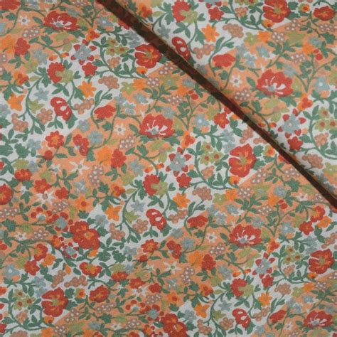 Cotton Lawn Fabric Peach 50s Floral Liberty Style