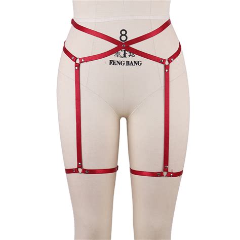Harness Garter Belt Red Elastic Goth Lingerie Cage Suspender Belt Bondage Harness Sexy Suspender