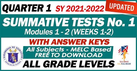 UPDATED Q SUMMATIVE TESTS NO For SY Modules With