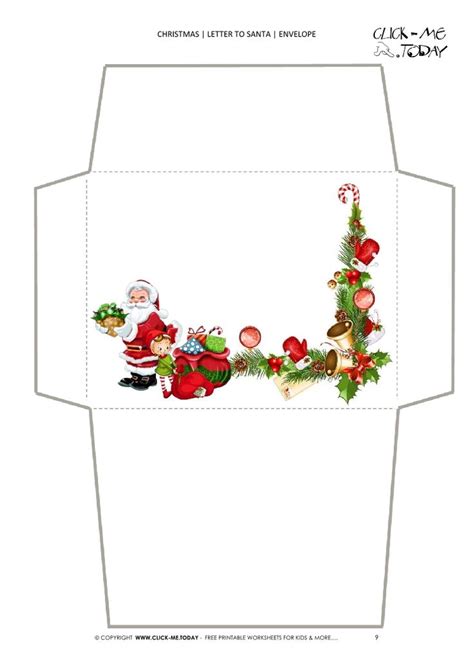 An Envelope With Santa Claus And Other Christmas Decorations On The