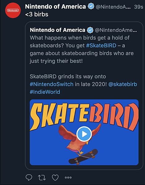 Advertising The Upcoming Title SkateBIRD Nintendo Tweets