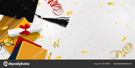 Graduation Vector Banner Background Congrats Graduates With Objects