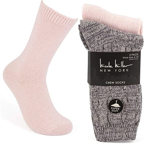 Nicole Miller 2 Pairs Womens Plush Socks Ultra Soft Winter Socks
