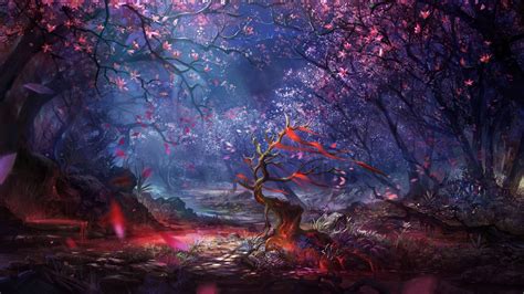 Artwork Fantasy Art Digital Art Forest Trees Colorful Landscape