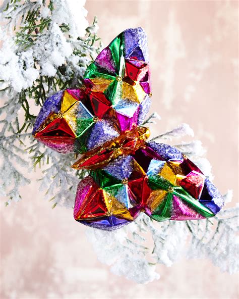 Faceted Colorful Glass Butterfly Christmas Ornament Neiman Marcus