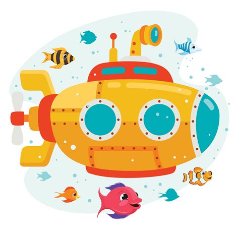 Cartoon Submarine Under The Sea 2405382 Vector Art At Vecteezy